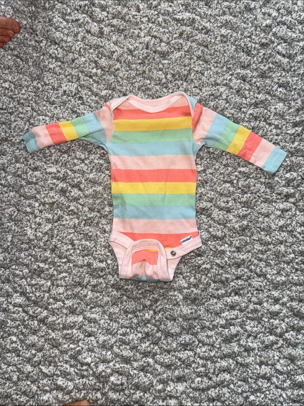 Gerber Pastel Rainbow Stripe Long-Sleeve One-Piece